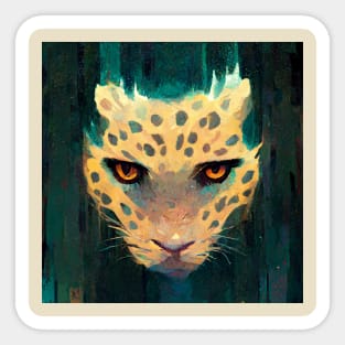 Abstract Jaguar with teal coloring Sticker